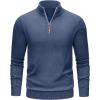 imageTACVASEN Mens 14 Zip Sweaters Cotton Casual Pullover Sweaters Knit Fall Winter Sweatshirts02 Denim Blue
