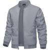 imageTACVASEN Mens Bomber Jacket Lightweight Casual Spring Fall Windbreaker Zip Up Coat with Pocket01 Light Grey