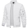 imageTACVASEN Mens Bomber Jacket Lightweight Casual Spring Fall Windbreaker Zip Up Coat with Pocket02 White