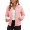 imageTACVASEN Womens Puffer Jackets Quilted Packable Puffy Coats Lightweight Winter Warm Zip Up Down Jacket Stand CollarPink