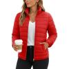 imageTACVASEN Womens Puffer Jackets Quilted Packable Puffy Coats Lightweight Winter Warm Zip Up Down Jacket Stand CollarTomato Red