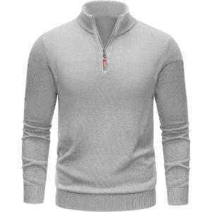 imageTACVASEN Mens 14 Zip Sweaters Cotton Casual Pullover Sweaters Knit Fall Winter Sweatshirts04 Light Grey