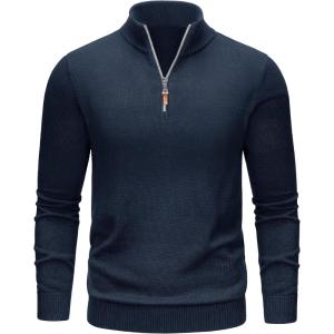 imageTACVASEN Mens 14 Zip Sweaters Cotton Casual Pullover Sweaters Knit Fall Winter Sweatshirts06 Navy
