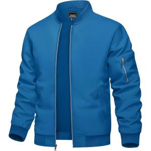 imageTACVASEN Mens Bomber Jacket Lightweight Casual Spring Fall Windbreaker Zip Up Coat with Pocket01 Blue Green