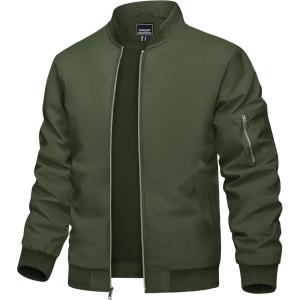 imageTACVASEN Mens Bomber Jacket Lightweight Casual Spring Fall Windbreaker Zip Up Coat with Pocket01 Green