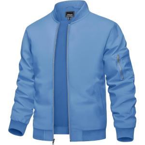 imageTACVASEN Mens Bomber Jacket Lightweight Casual Spring Fall Windbreaker Zip Up Coat with Pocket01 Light Blue