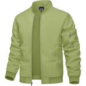 imageTACVASEN Mens Bomber Jacket Lightweight Casual Spring Fall Windbreaker Zip Up Coat with Pocket01 Olive Green