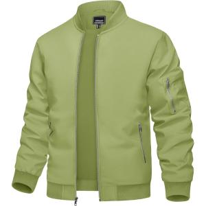 imageTACVASEN Mens Bomber Jacket Lightweight Casual Spring Fall Windbreaker Zip Up Coat with Pocket02 Olive Green