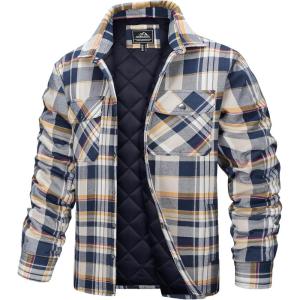 imageTACVASEN Mens Flannel Shirt Quilted Lined Theraml Winter Coat Button Down Insulated Flannel Shirts Jacket01 Yellow