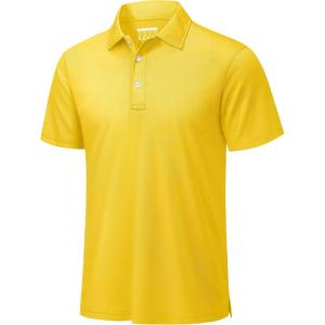 imageTACVASEN Mens Golf Shirt Dry Fit Mens Polo Shirts Short Sleeve Performance Golf Polos for Men with Collar Work Shirts23yellow