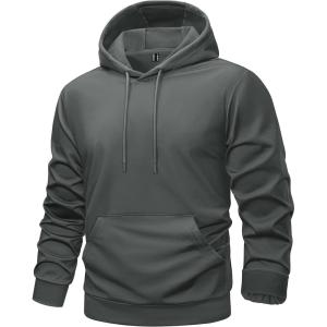 imageTACVASEN Mens Hoodies Fleece Lined Pullover Athletic Waterresistant Casual Workout Midweight Sweatshirts Kangaroo PocketsDarkgrey
