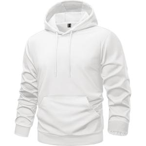 imageTACVASEN Mens Hoodies Fleece Lined Pullover Athletic Waterresistant Casual Workout Midweight Sweatshirts Kangaroo PocketsWhite