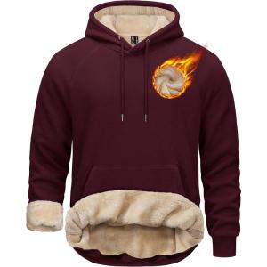 imageTACVASEN Mens Sherpa Lined Hoodies Pullover Midweight Fleece Winter Warm Athletic Sweatshirts with Kangaroo Pocket07 Wine Red