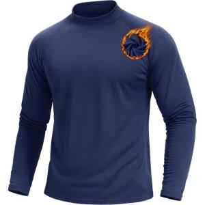 imageTACVASEN Mens Thermal Fleece Shirt Mock Turtle Neck Base Layer Long Sleeve Athletic Warm Undershirt Winter Running Tops04 Navy