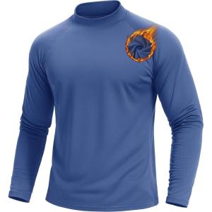 imageTACVASEN Mens Thermal Fleece Shirt Mock Turtle Neck Base Layer Long Sleeve Athletic Warm Undershirt Winter Running Tops06 Blue Grey