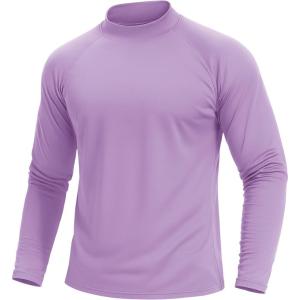 imageTACVASEN Mens Thermal Fleece Shirt Mock Turtle Neck Base Layer Long Sleeve Athletic Warm Undershirt Winter Running Tops08 Light Purple