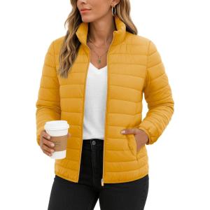 imageTACVASEN Womens Puffer Jackets Quilted Packable Puffy Coats Lightweight Winter Warm Zip Up Down Jacket Stand CollarGinger