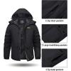 imageTACVASEN Mens Winter Coats with 9 Pockets Waterproof Ski Jacket Warm Fleece Lined Parka with Hood for Work OutdoorBlack