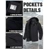 imageTACVASEN Mens Winter Coats with 9 Pockets Waterproof Ski Jacket Warm Fleece Lined Parka with Hood for Work OutdoorBlack