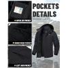 imageTACVASEN Mens Winter Coats with 9 Pockets Waterproof Ski Jacket Warm Fleece Lined Parka with Hood for Work OutdoorBlack Carbongrey