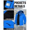 imageTACVASEN Mens Winter Coats with 9 Pockets Waterproof Ski Jacket Warm Fleece Lined Parka with Hood for Work OutdoorBlue Carbongrey