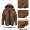 imageTACVASEN Mens Winter Coats with 9 Pockets Waterproof Ski Jacket Warm Fleece Lined Parka with Hood for Work OutdoorCoffee
