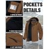 imageTACVASEN Mens Winter Coats with 9 Pockets Waterproof Ski Jacket Warm Fleece Lined Parka with Hood for Work OutdoorCoffee