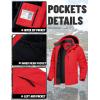 imageTACVASEN Mens Winter Coats with 9 Pockets Waterproof Ski Jacket Warm Fleece Lined Parka with Hood for Work OutdoorRed Carbongrey