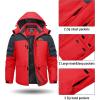 imageTACVASEN Mens Winter Coats with 9 Pockets Waterproof Ski Jacket Warm Fleece Lined Parka with Hood for Work OutdoorRed Carbongrey