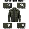imageTACVASEN Mens Work Jackets Construction Duck Canvas Jacket Sherpa Fleece Lined Waterproof Warm Winter Heavy Duty CoatsArmy Green