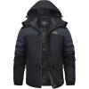 imageTACVASEN Mens Winter Coats with 9 Pockets Waterproof Ski Jacket Warm Fleece Lined Parka with Hood for Work OutdoorBlack Carbongrey