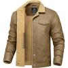 imageTACVASEN Mens Winter Jacket Thick Thermal Sherpa Jacket Warm Lapel Fleece Lined Coats Trucker Work Cargo Multi Pockets02khaki