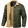 imageTACVASEN Mens Winter Jacket Thick Thermal Sherpa Jacket Warm Lapel Fleece Lined Coats Trucker Work Cargo Multi Pockets03green