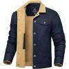 imageTACVASEN Mens Winter Jacket Thick Thermal Sherpa Jacket Warm Lapel Fleece Lined Coats Trucker Work Cargo Multi Pockets05navy