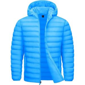 imageTACVASEN Mens Lightweight Puffer Jacket with Hood Water Resistant Windproof Insulated Jacket Quilted Lined Winter CoatsAzure