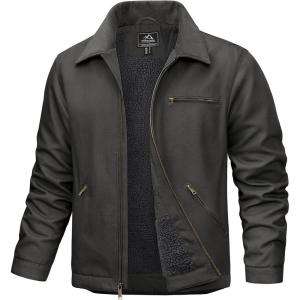 imageTACVASEN Mens Work Jackets Construction Duck Canvas Jacket Sherpa Fleece Lined Waterproof Warm Winter Heavy Duty CoatsDark Grey