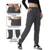 imageTACVASEN Womens Cargo Pants Streetwear Baggy Casual Pants Elastic Waist Straight Leg Work Pants Y2K Pants with 6 Pockets Dark Grey