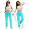 imageTACVASEN Womens Velour Pants Soft Velvet Sweatpants Warm Straight Leg Lounge Pants with Pockets Athletic CasualAqua Blue