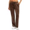 imageTACVASEN Womens Velour Pants Soft Velvet Sweatpants Warm Straight Leg Lounge Pants with Pockets Athletic CasualCoffee