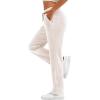 imageTACVASEN Womens Velour Pants Soft Velvet Sweatpants Warm Straight Leg Lounge Pants with Pockets Athletic CasualCreamy White