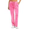 imageTACVASEN Womens Velour Pants Soft Velvet Sweatpants Warm Straight Leg Lounge Pants with Pockets Athletic CasualFluorescent Pink