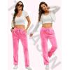 imageTACVASEN Womens Velour Pants Soft Velvet Sweatpants Warm Straight Leg Lounge Pants with Pockets Athletic CasualFluorescent Pink