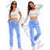 imageTACVASEN Womens Velour Pants Soft Velvet Sweatpants Warm Straight Leg Lounge Pants with Pockets Athletic CasualLight Blue