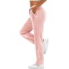 imageTACVASEN Womens Velour Pants Soft Velvet Sweatpants Warm Straight Leg Lounge Pants with Pockets Athletic CasualPink