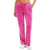 imageTACVASEN Womens Velour Pants Soft Velvet Sweatpants Warm Straight Leg Lounge Pants with Pockets Athletic CasualRose Red