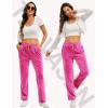 imageTACVASEN Womens Velour Pants Soft Velvet Sweatpants Warm Straight Leg Lounge Pants with Pockets Athletic CasualRose Red