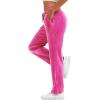 imageTACVASEN Womens Velour Pants Soft Velvet Sweatpants Warm Straight Leg Lounge Pants with Pockets Athletic CasualRose Red