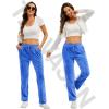 imageTACVASEN Womens Velour Pants Soft Velvet Sweatpants Warm Straight Leg Lounge Pants with Pockets Athletic CasualSea Blue