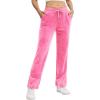 imageTACVASEN Womens Velour Pants Soft Velvet Sweatpants Warm Straight Leg Lounge Pants with Pockets Athletic CasualFluorescent Pink
