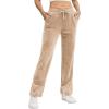 imageTACVASEN Womens Velour Pants Soft Velvet Sweatpants Warm Straight Leg Lounge Pants with Pockets Athletic CasualLight Brown